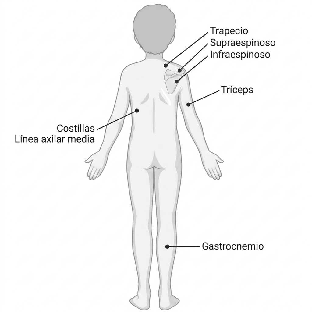 Ilustración cuerpo pediátrico posterior